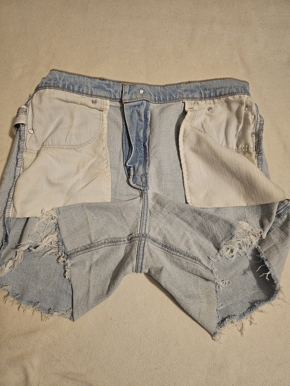 NEW! ABERCROMBIE The Dad Shorts Light Blue Raw-Hem Denim Shorts High Waist Sz 12 - Picture 8 of 14